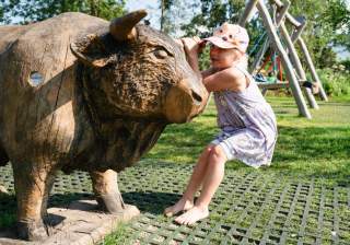 Massivholz-Schnitzerei der Firma Rudolf Spielplatz, Spielplatzbauer, Spielplatzhersteller, Spielplatzgeräte, Schweiz